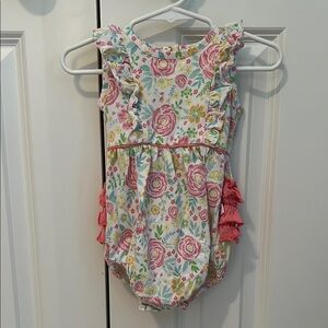 Ruffle Butts Floral Bodysuit - Pink and Yellow